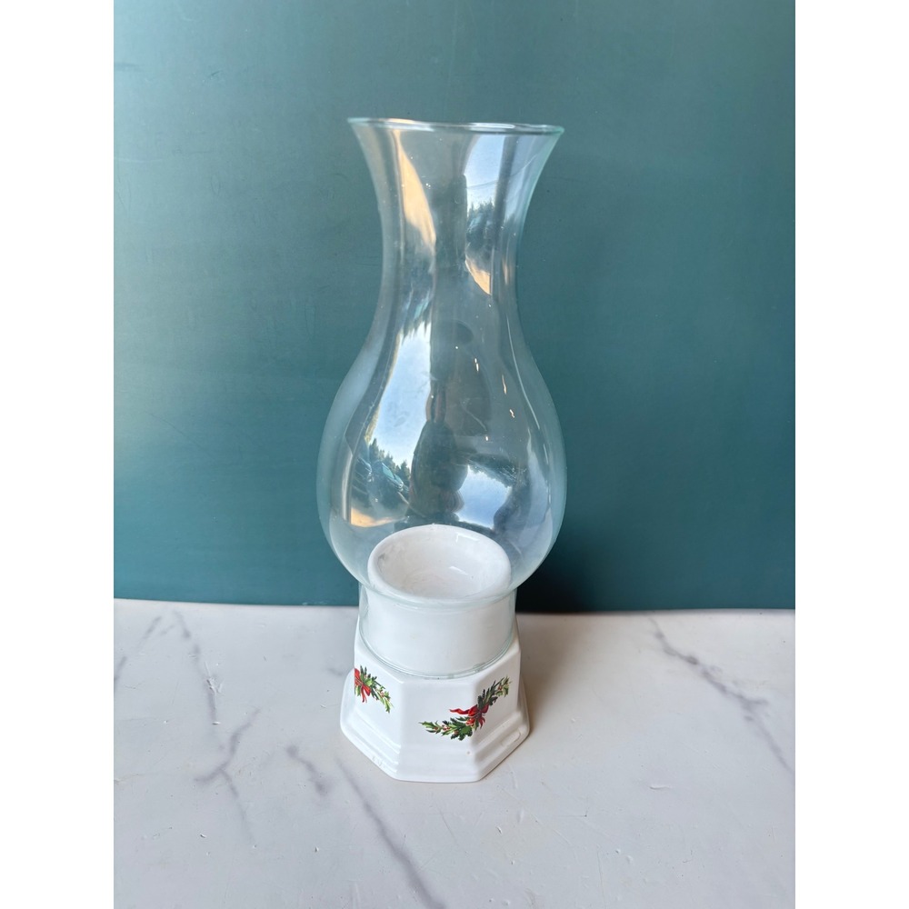 Vintage Pfaltzgraff Christmas Heritage Ceramic Hurricane Candle Holder Chimney